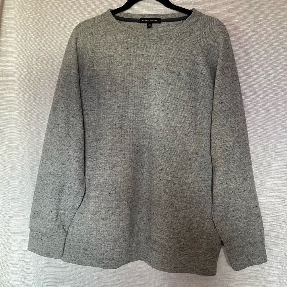 Banana Republic NWOT  Men Pullover Grey Cotton Blend Long Sleeve Sz XL